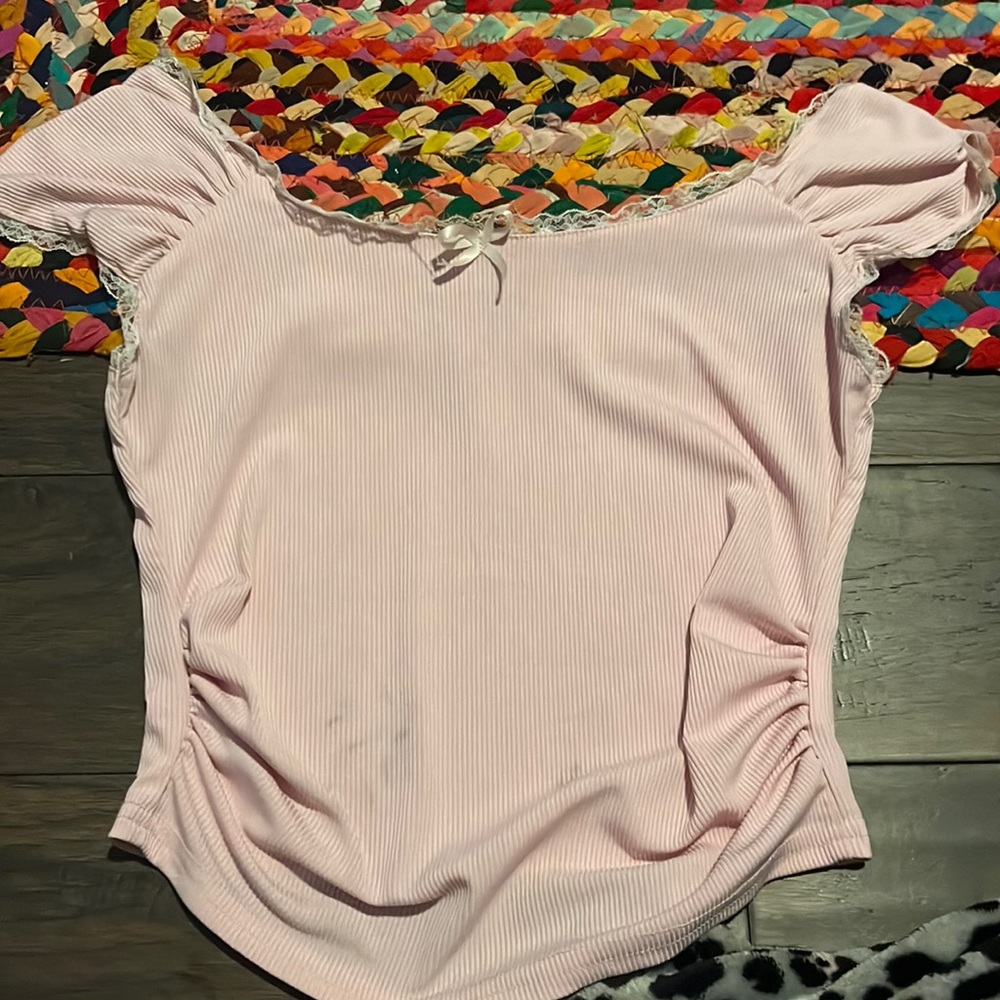 Pink Lace Crop Top